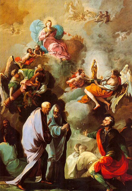 Reproduction du tableau « Apparition de la Vierge du Pilar à saint Jacques et à ses disciples de Saragosse - Francisco de Goya » par Alpha Reproduction en peinture à l’huile
