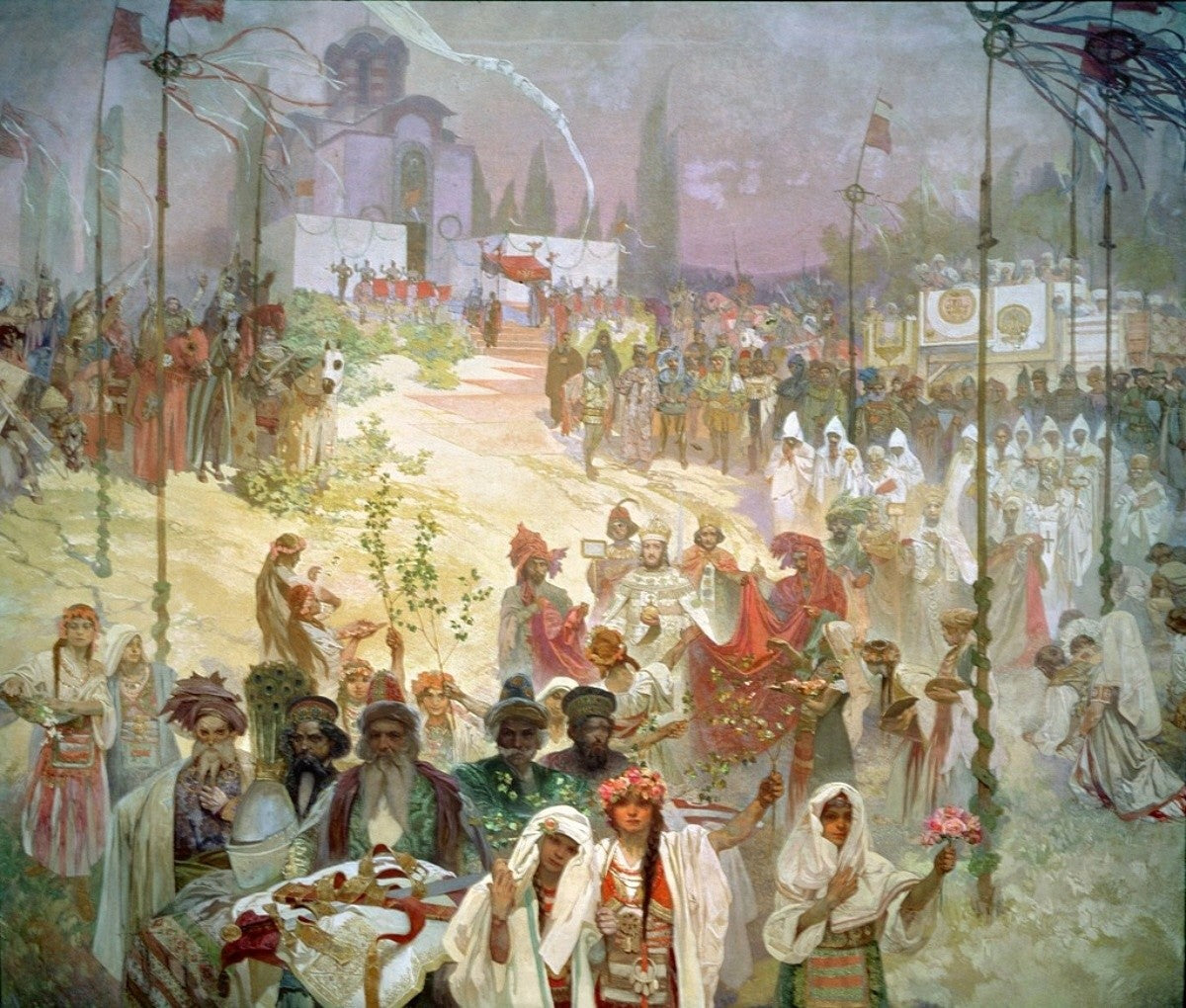 Kroning van de Servische tsaar Stefan Dušan als Byzantijnse Keizer - Alphonse Mucha