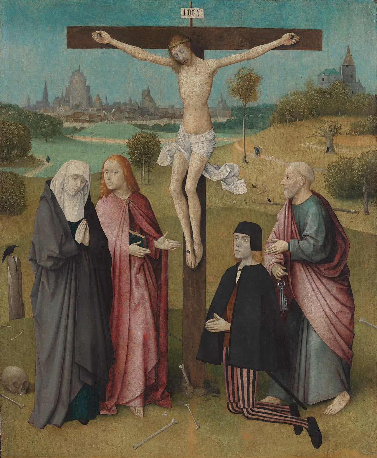 Kruisiging met een schenker - Hieronymus Bosch