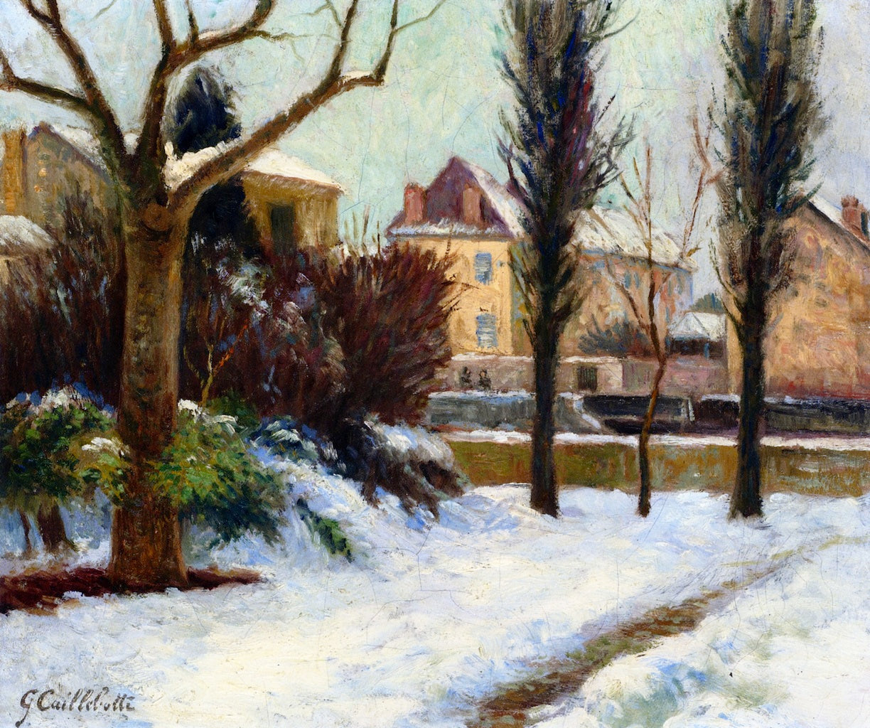 Reproduction du tableau « Paysage enneigé - Gustave Caillebotte » par Alpha Reproduction en peinture à l’huile