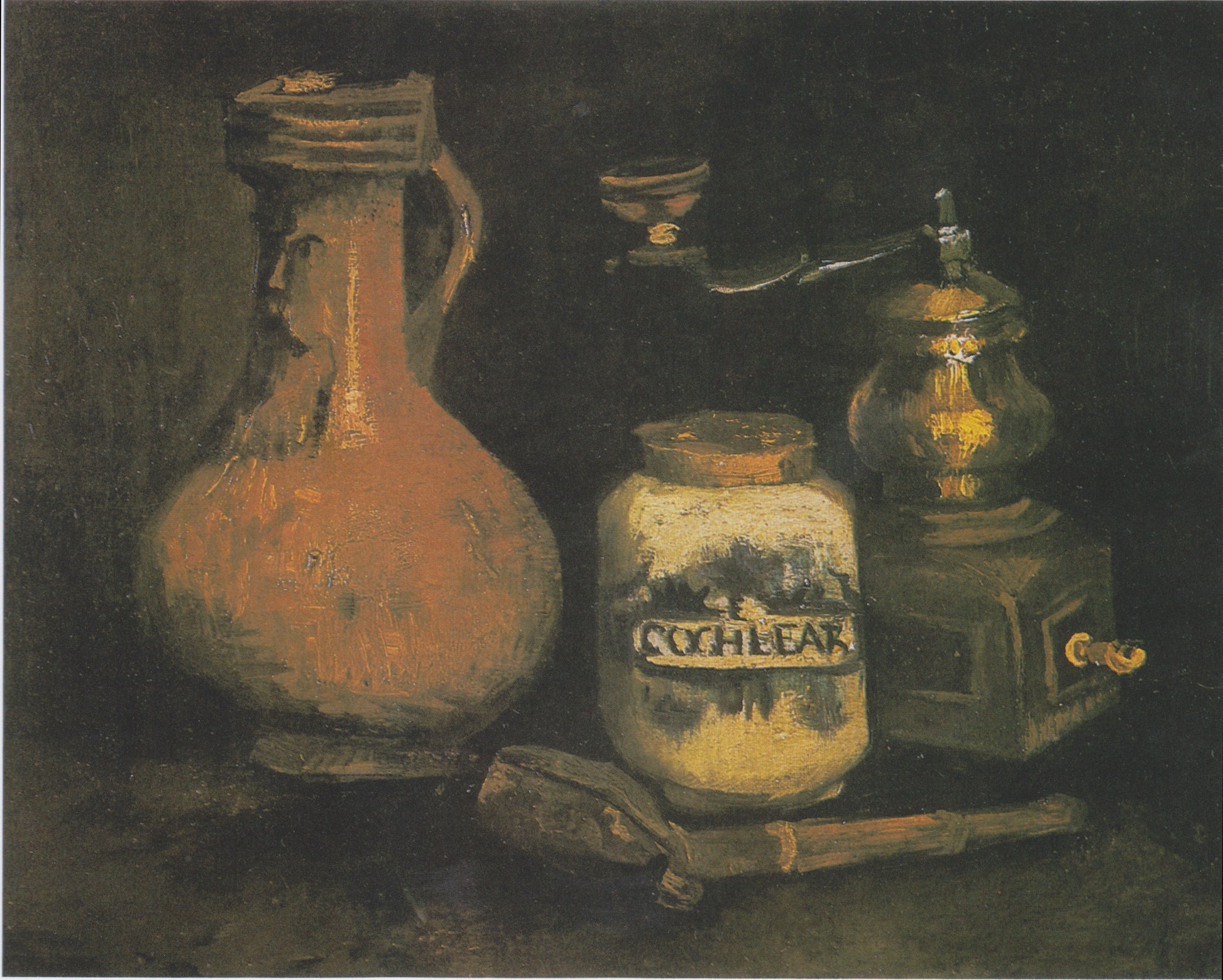 Stilleven met een pot met een baardige man - Vincent van Gogh