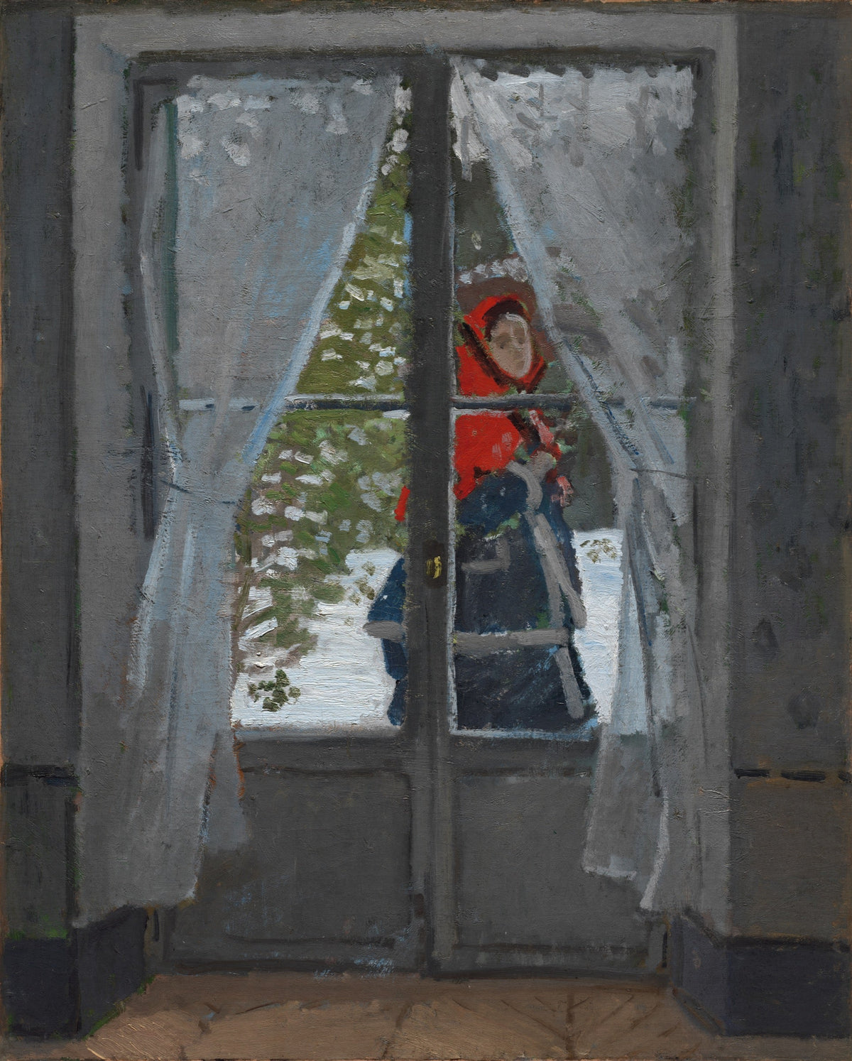 Camille Monet au manteau rouge dans la neige, The Red Kerchief de Claude Monet