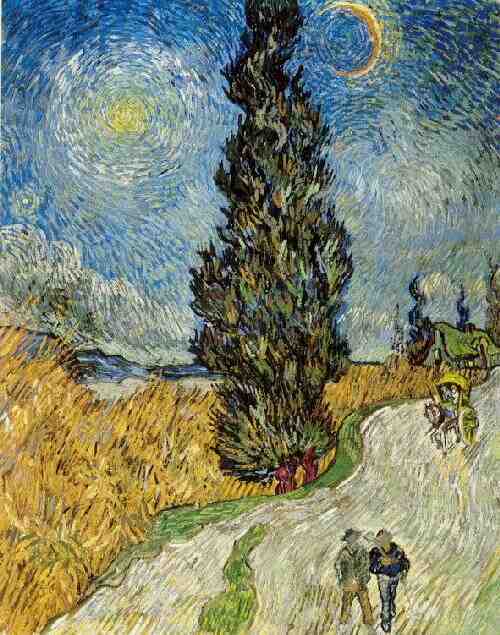Vincent van Gogh, Route avec cyprès et étoile, 1890