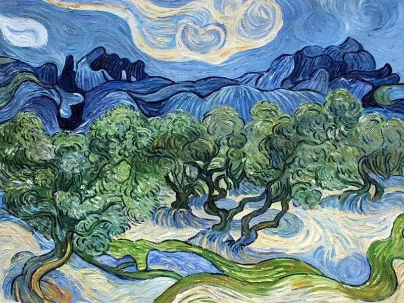 Les Oliviers avec les Alpilles dans le fond de Vincent van Gogh, Saint-Rémy 1889