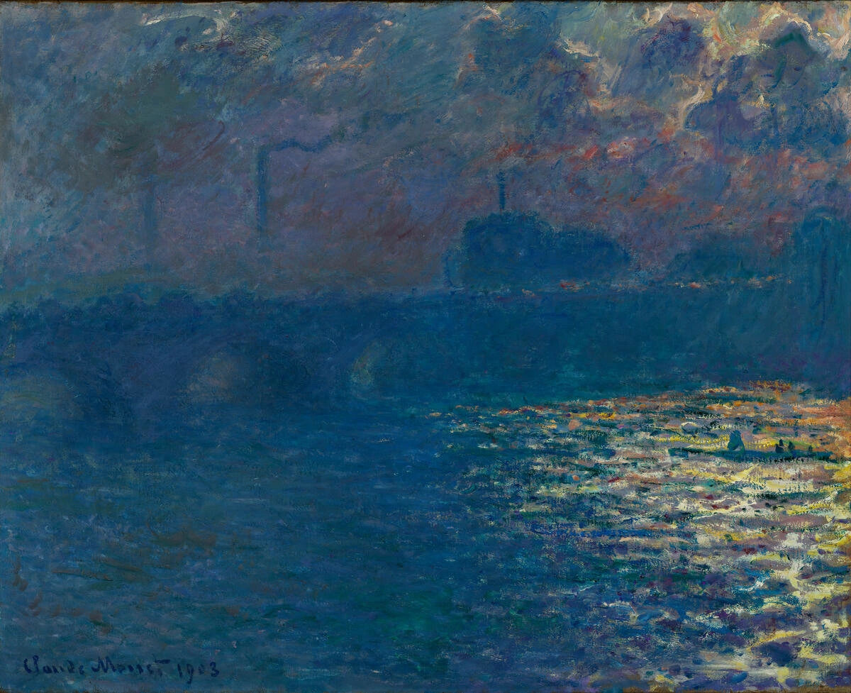 Le Pont de Waterloo, effet de soleil de Claude Monet – vue complète