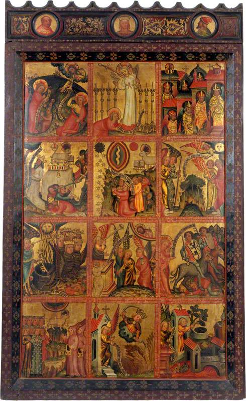 12 scènes uit de Apocalyps (triptyque retabel, linker luik, binnenkant) - Meester Bertram