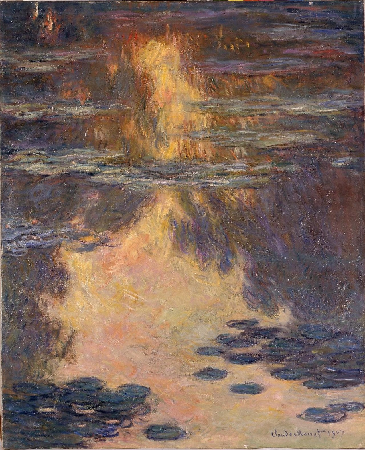 🔥 Waterlelies bij zonsondergang – Claude Monet (1907)