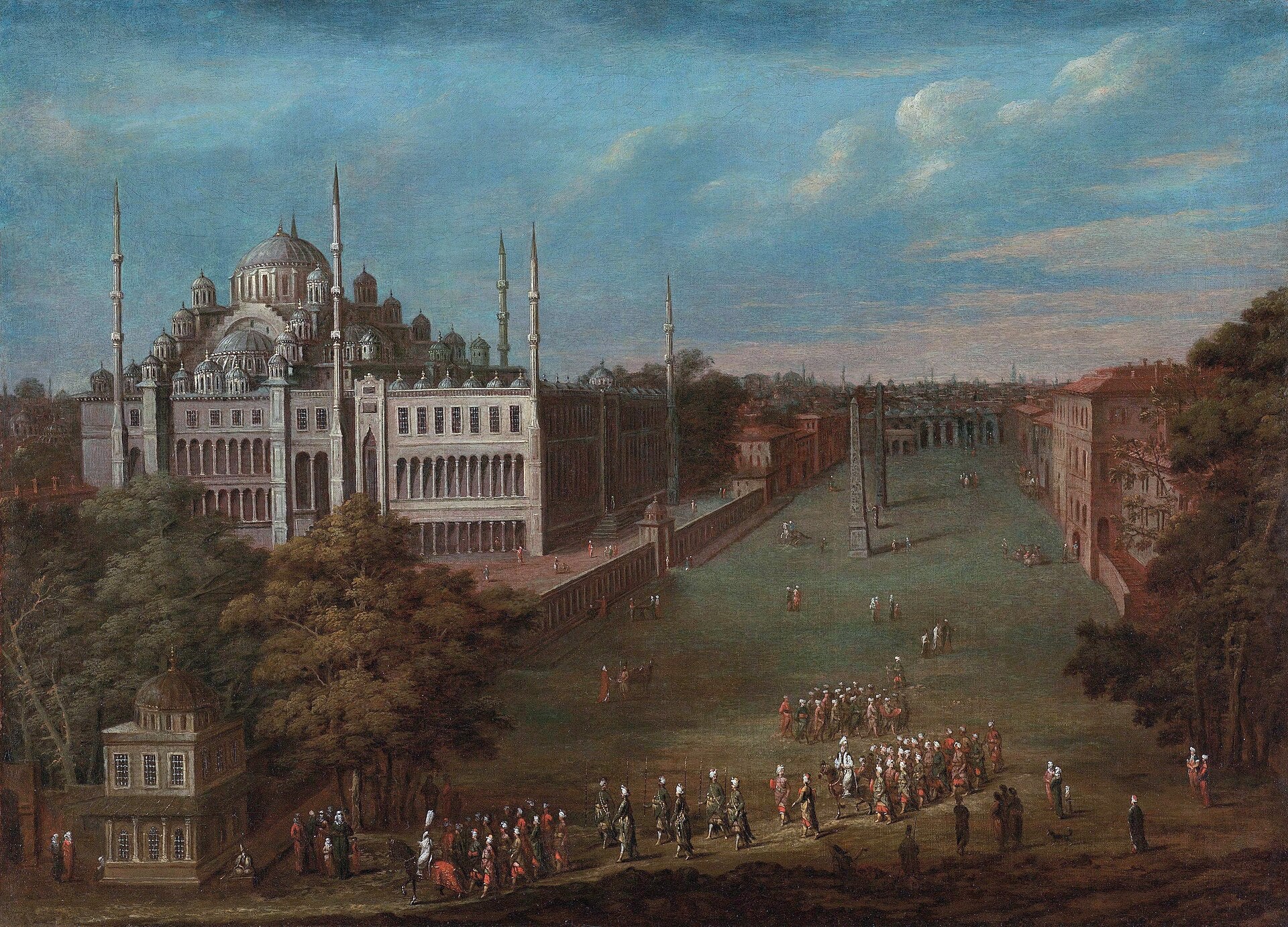 Le Grand Vizir traversant l’Atmeydanı — Jean-Baptiste van Mour, 1727, huile sur toile