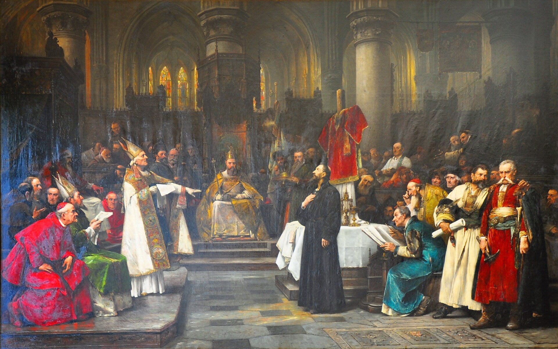 Jan Hus devant le concile de Constance, Václav Brožík, 1883