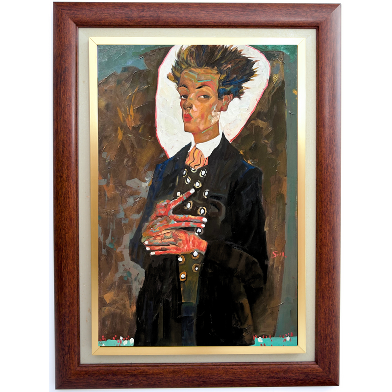 Zelfportret met vest - Egon Schiele