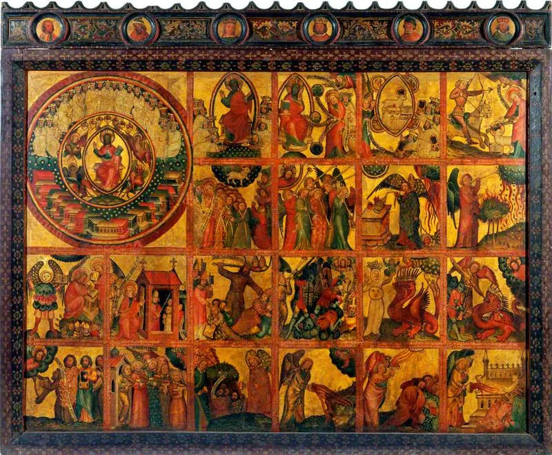 21 scènes uit de Apocalyps (triptyk retabel, middelpaneel) - Meester Bertram