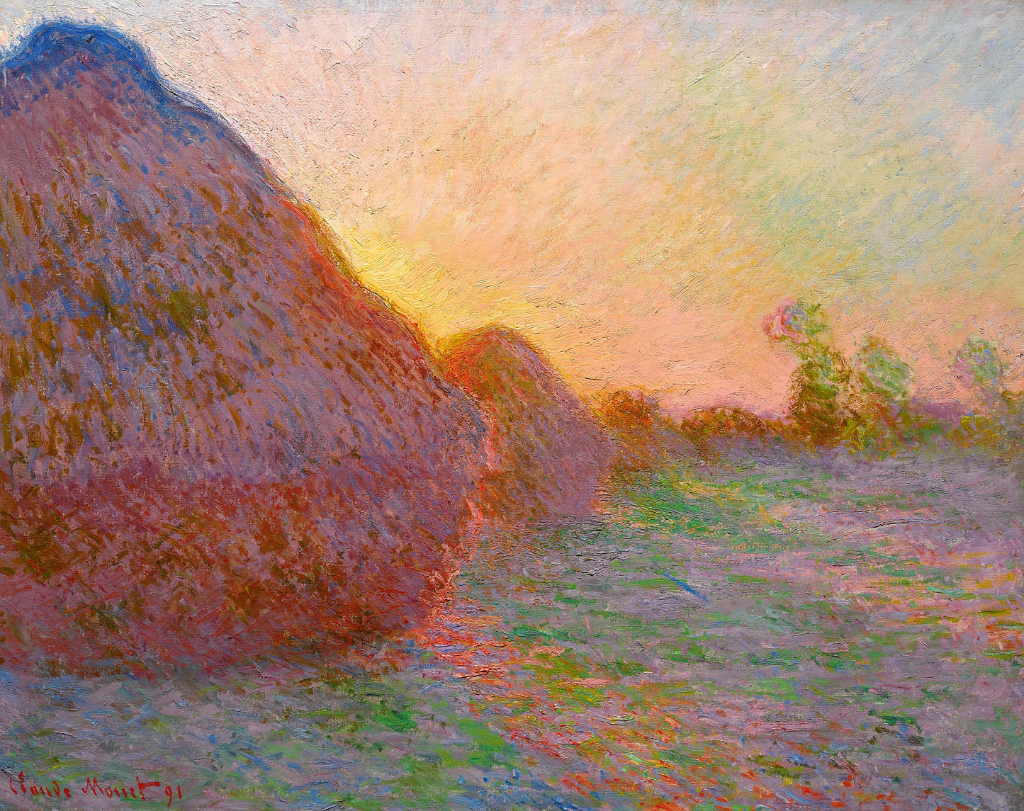 Meules, laatste stralen van de zon - Claude Monet