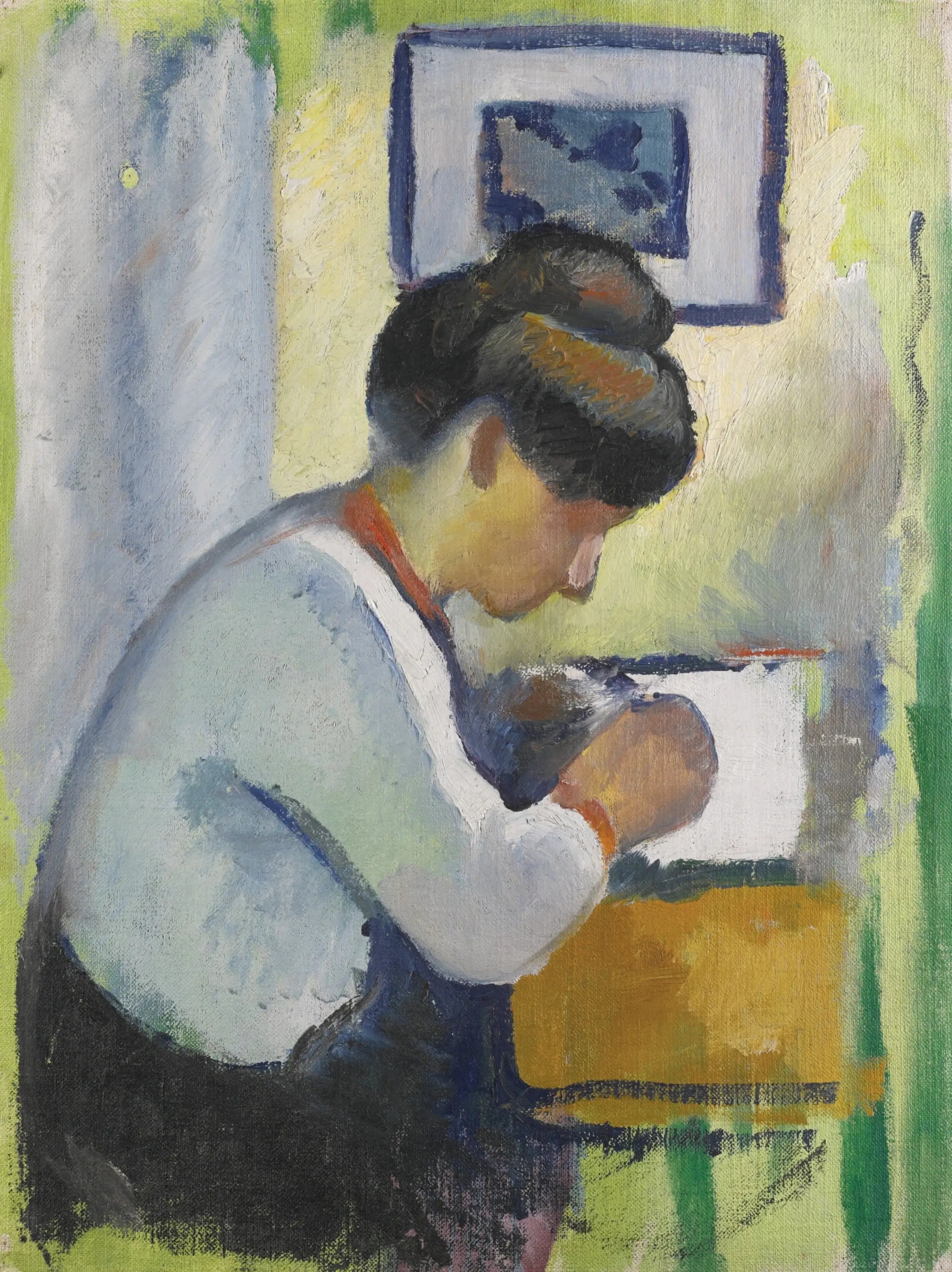 Reproduction du tableau « Femme écrivant - August Macke » par Alpha Reproduction en peinture à l’huile