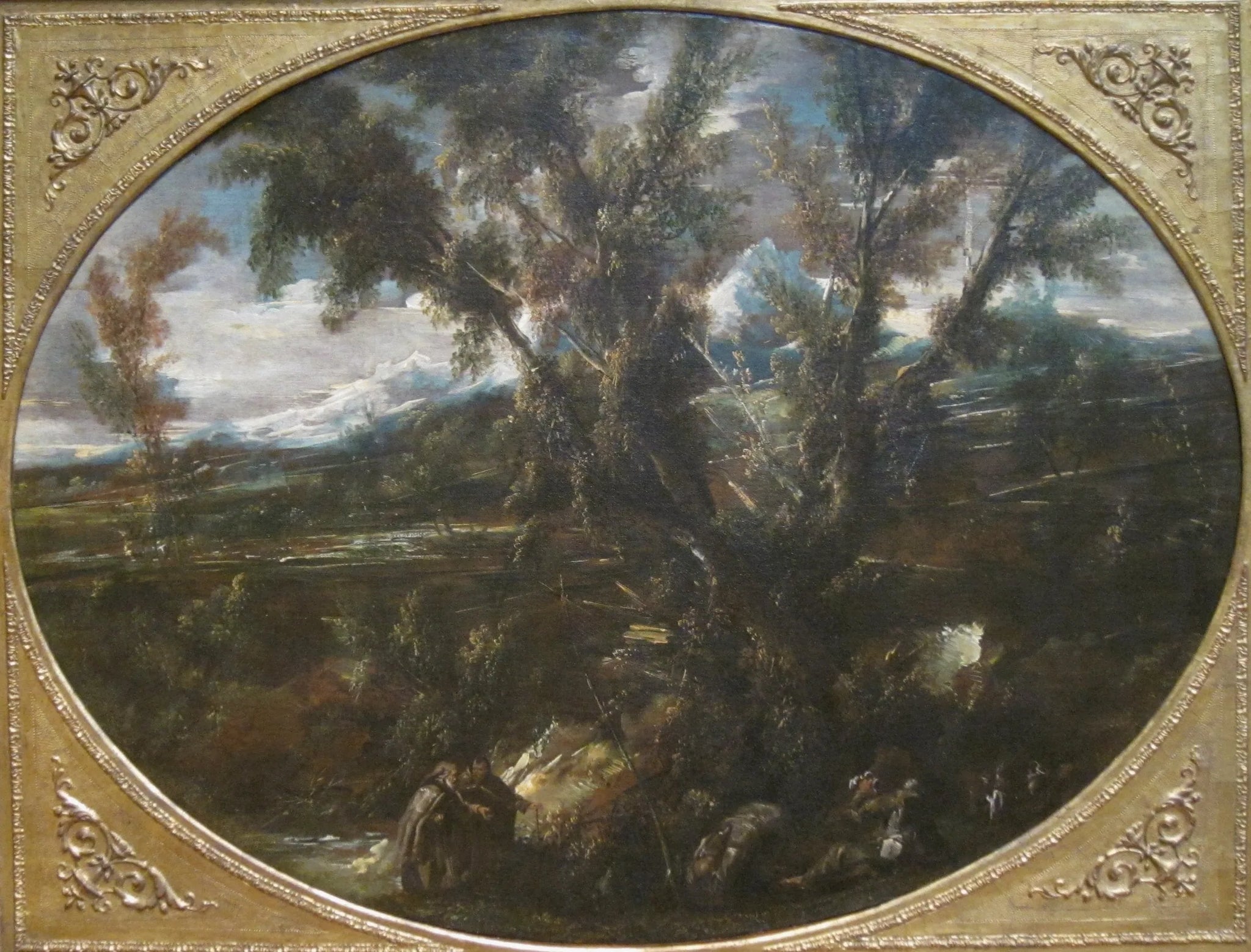 Paysage boisé avec des moines près d'une fontaine - Alessandro Magnasco image 1 reproduction artisanale de tableau