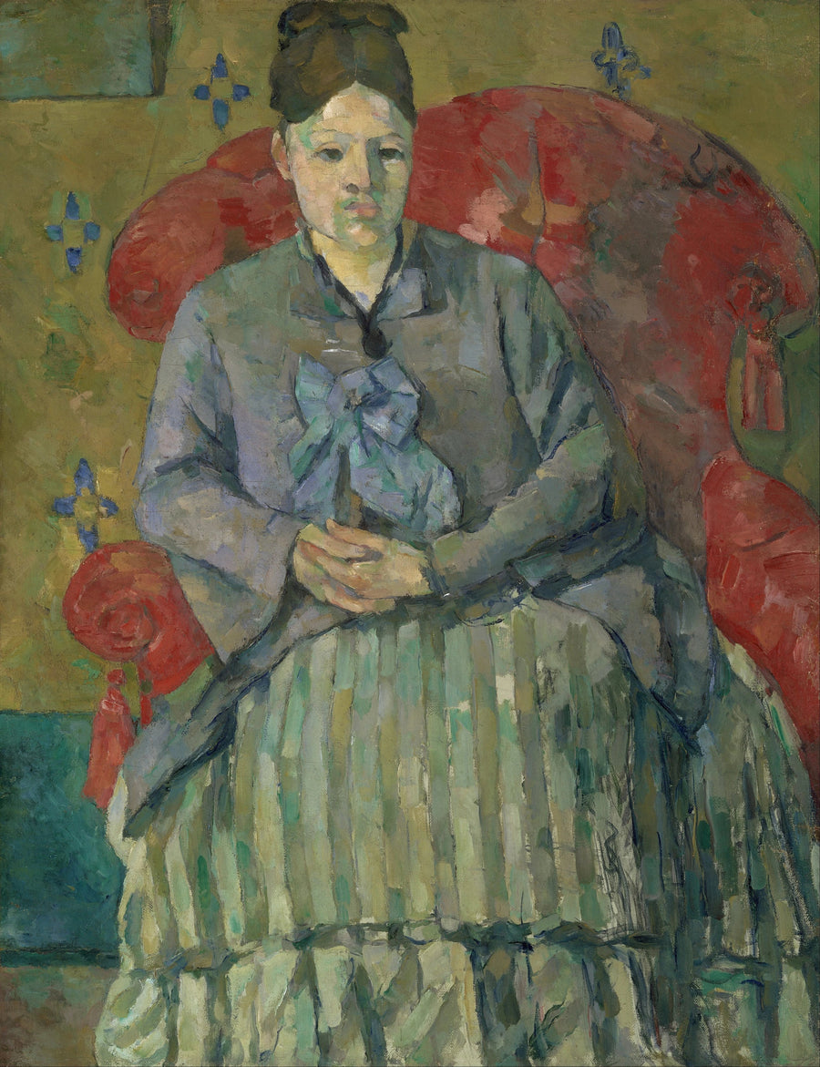 Mevrouw Cézanne in de gestreepte rok - Paul Cézanne
