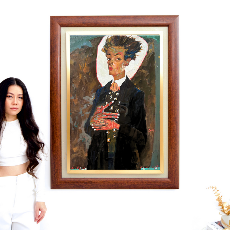 Zelfportret met vest - Egon Schiele