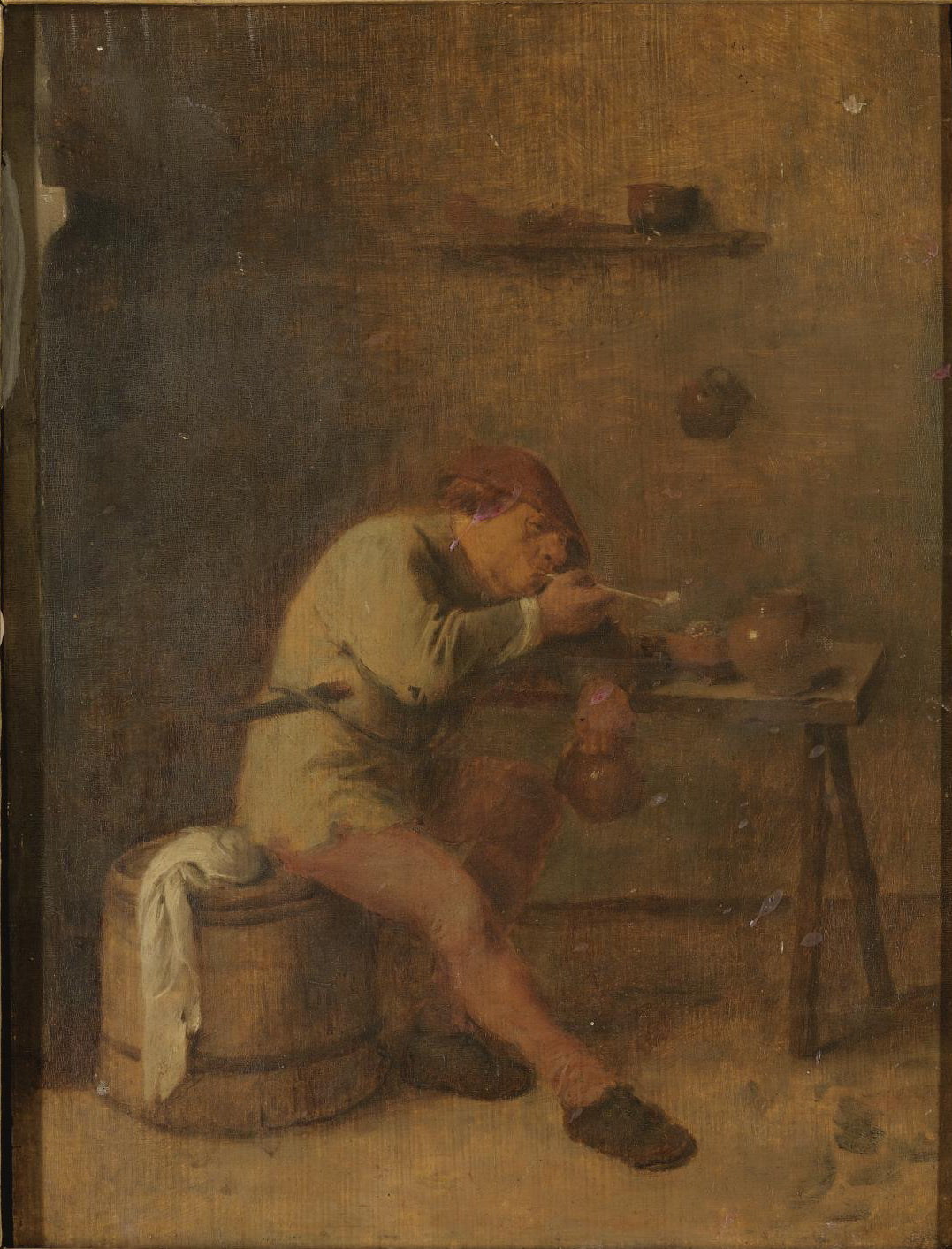 Un fumeur allume sa pipe - Adriaen Brouwer