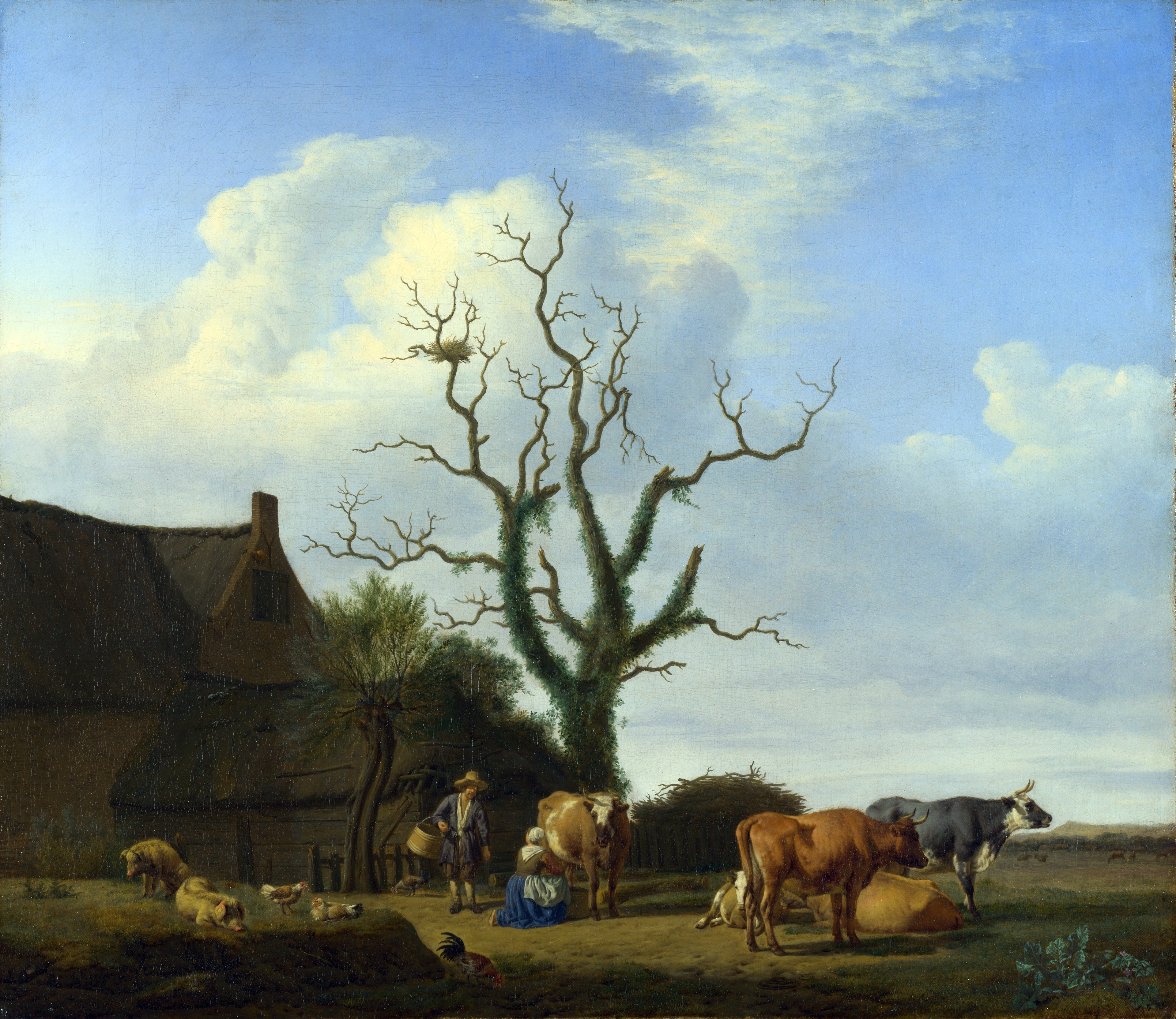 Une ferme avec un arbre mort - Adriaen van de Velde