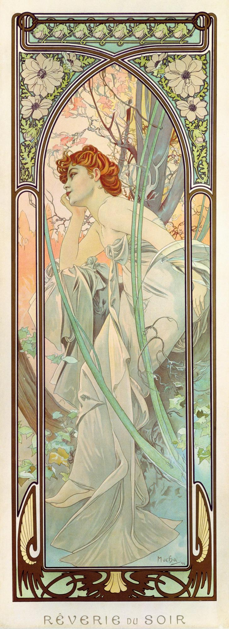 Les Heures du jour : la Rêverie du soir — Alphonse Mucha