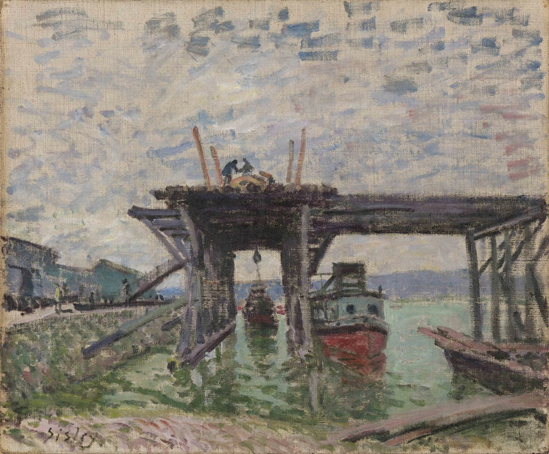 De garage van de rondvaartboten - Alfred Sisley