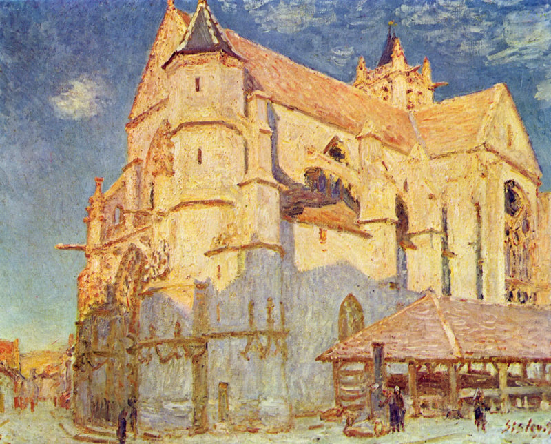 De Kerk van Moret (volle zon) - Alfred Sisley