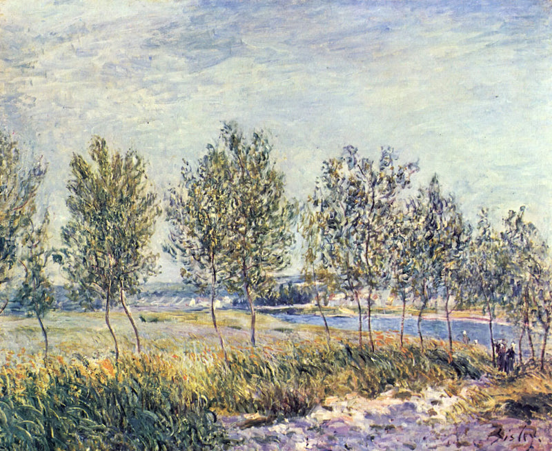 Populieren aan de oever van een rivier - Alfred Sisley