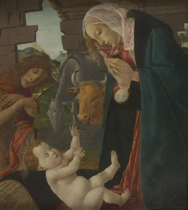 De Aanbidding van het Kind door de Maagd en Sint Johannes de Doper - Sandro Botticelli