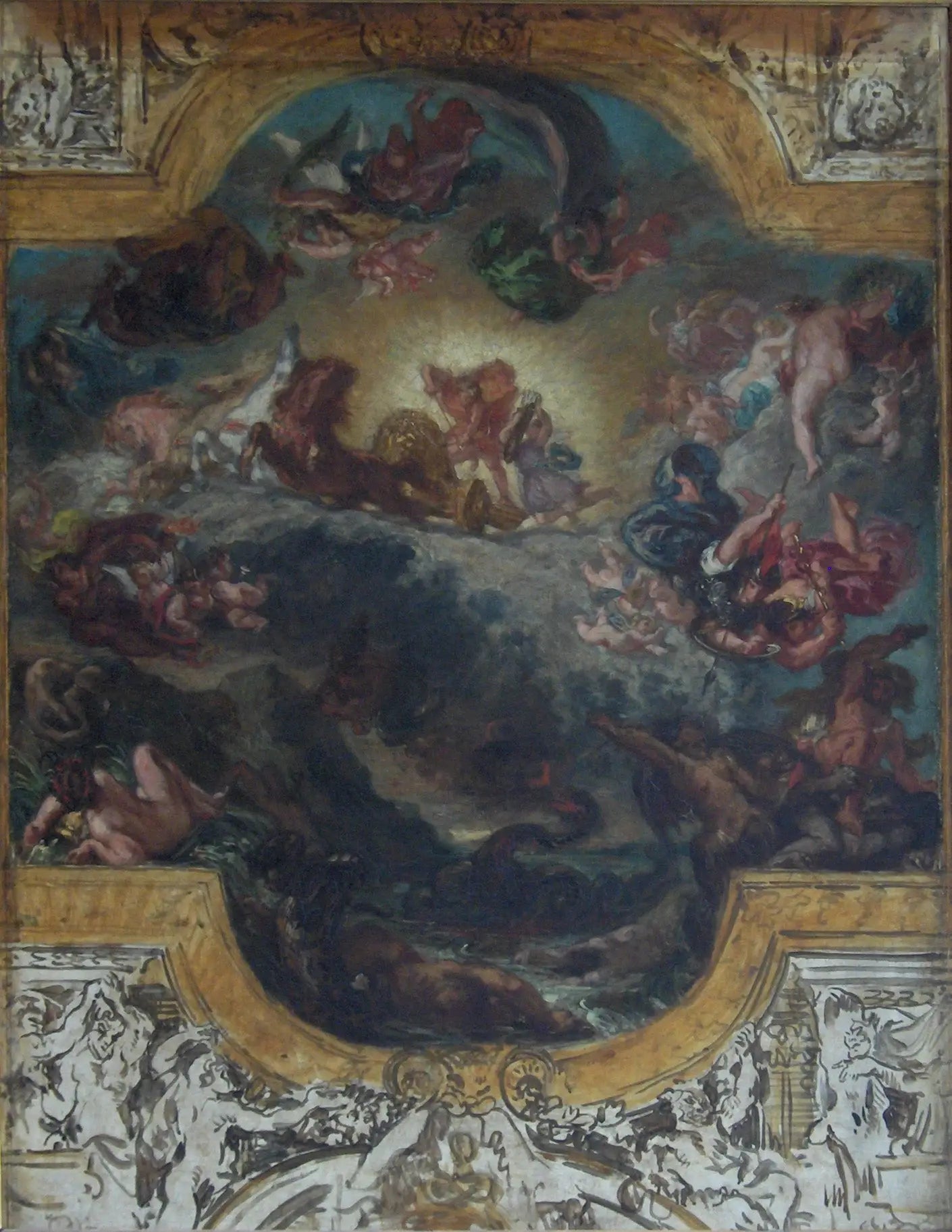 Reproduction du tableau « Apollon vainqueur du serpent Python - Eugène Delacroix » par Alpha Reproduction en peinture à l’huile