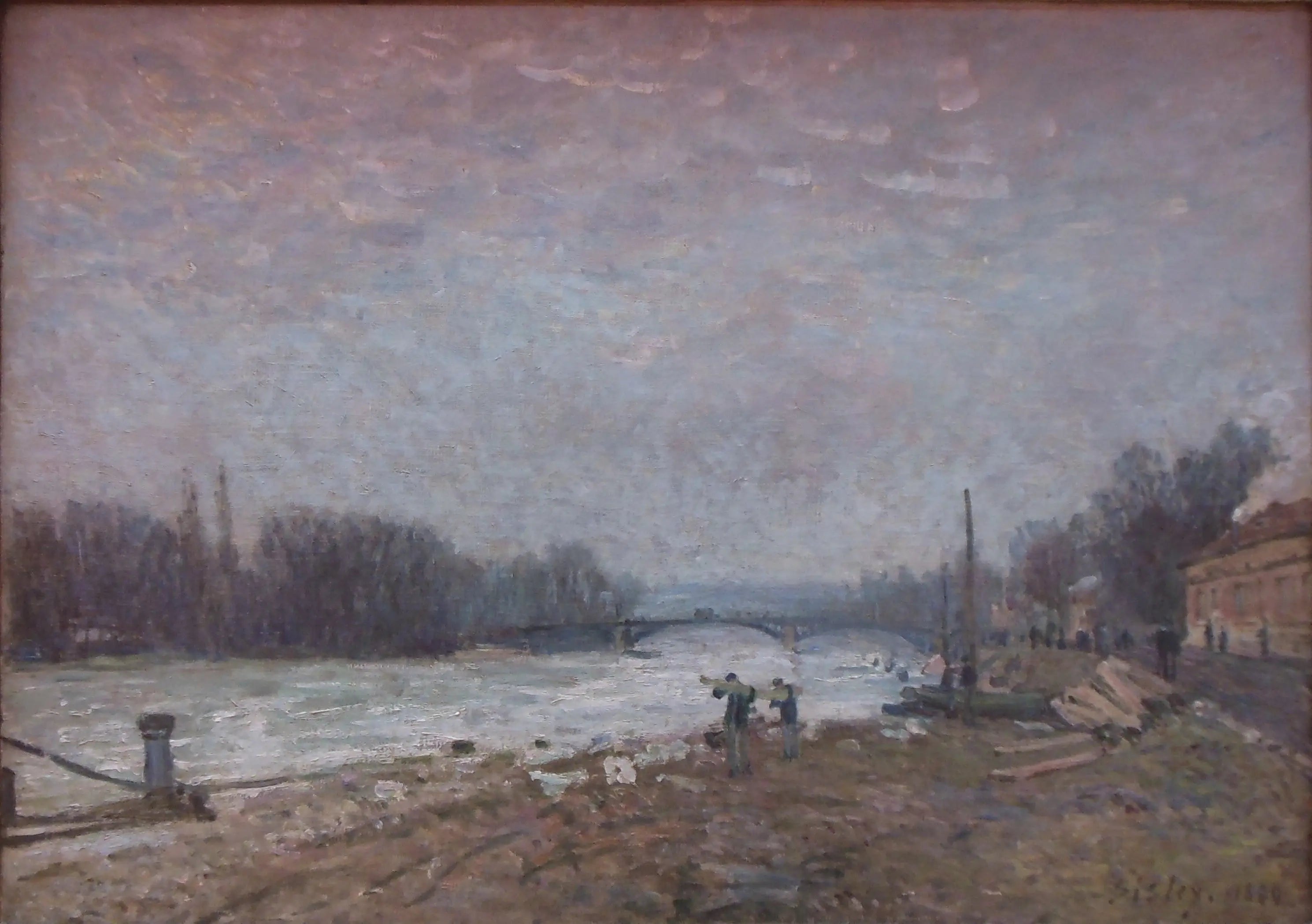 Reproduction du tableau « Après la débâcle, la Seine au pont de Suresnes - Alfred Sisley » par Alpha Reproduction en peinture à l’huile