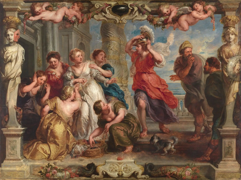 Achille ontdekt door Ulysses onder de meisjes van Lycomides - Peter Paul Rubens