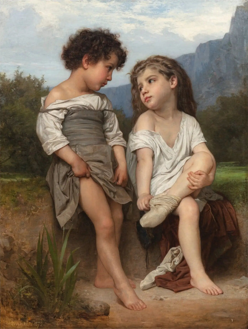 Aan de oever van de beek. - Bouguereau