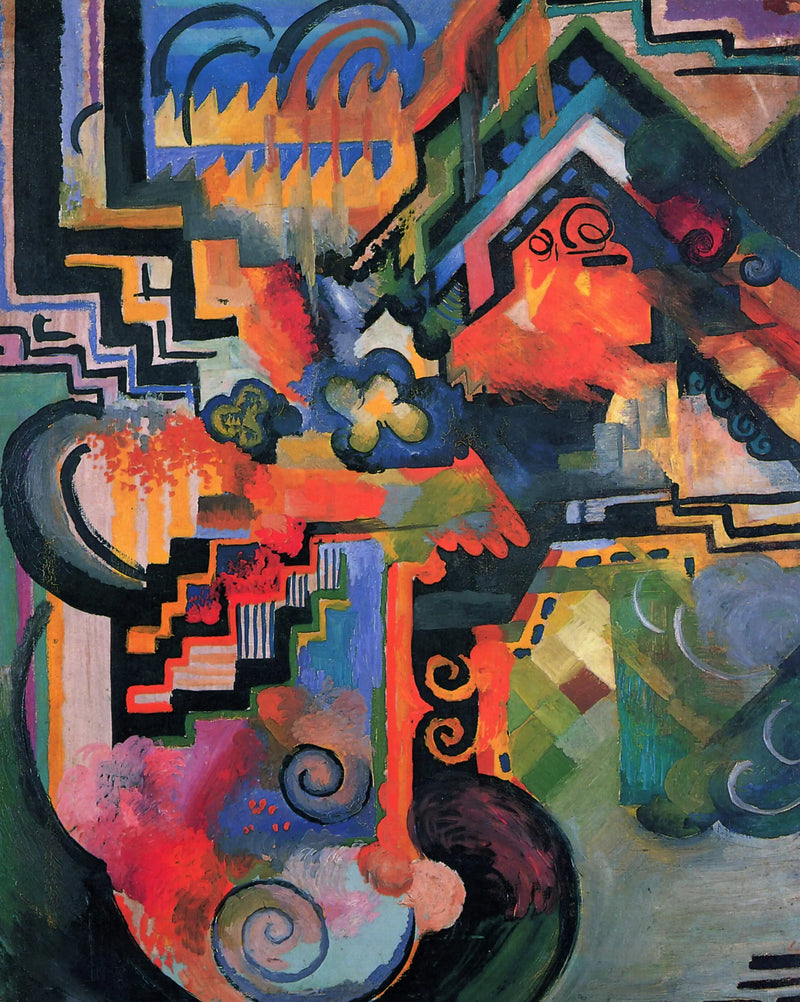 Kleurrijke compositie (Eerbetoon aan Jean-Sébastien Bach) - August Macke
