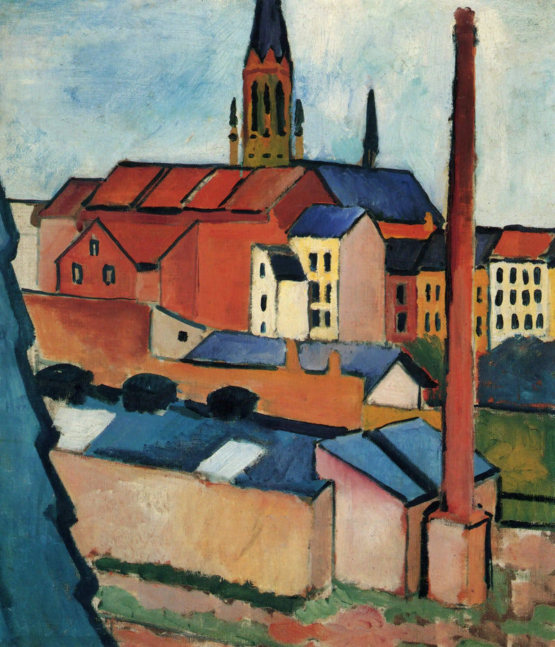 Heilige Maria met huizen en schoorsteen (Bonn) - August Macke