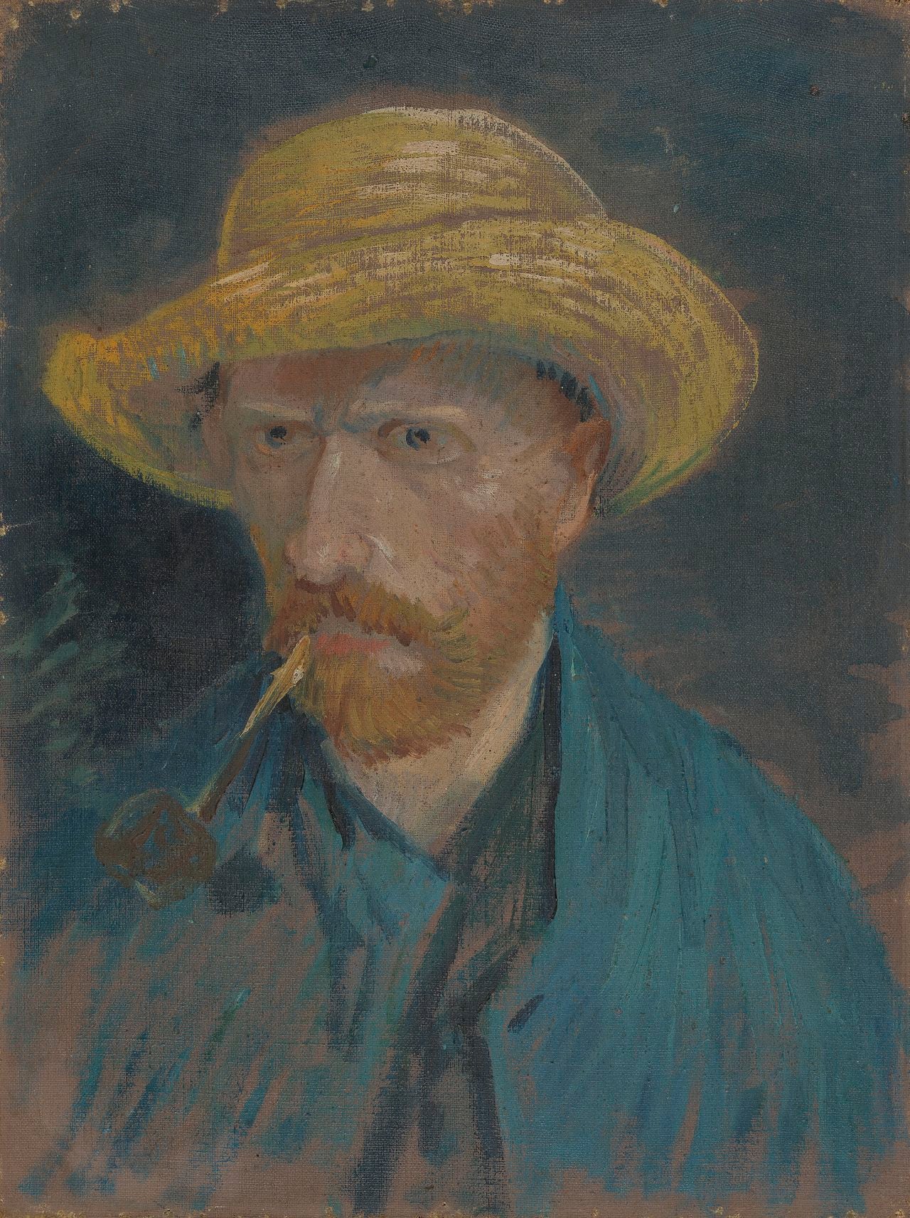 🧢 Zelfportret met strohoed en pijp – Vincent van Gogh (1887)