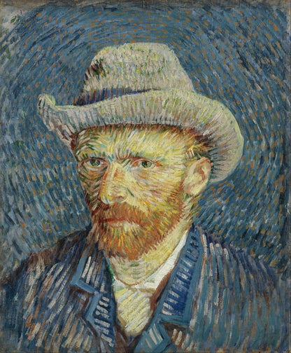 🎩 Zelfportret met grijze vilten hoed – Vincent van Gogh (1887–1888)