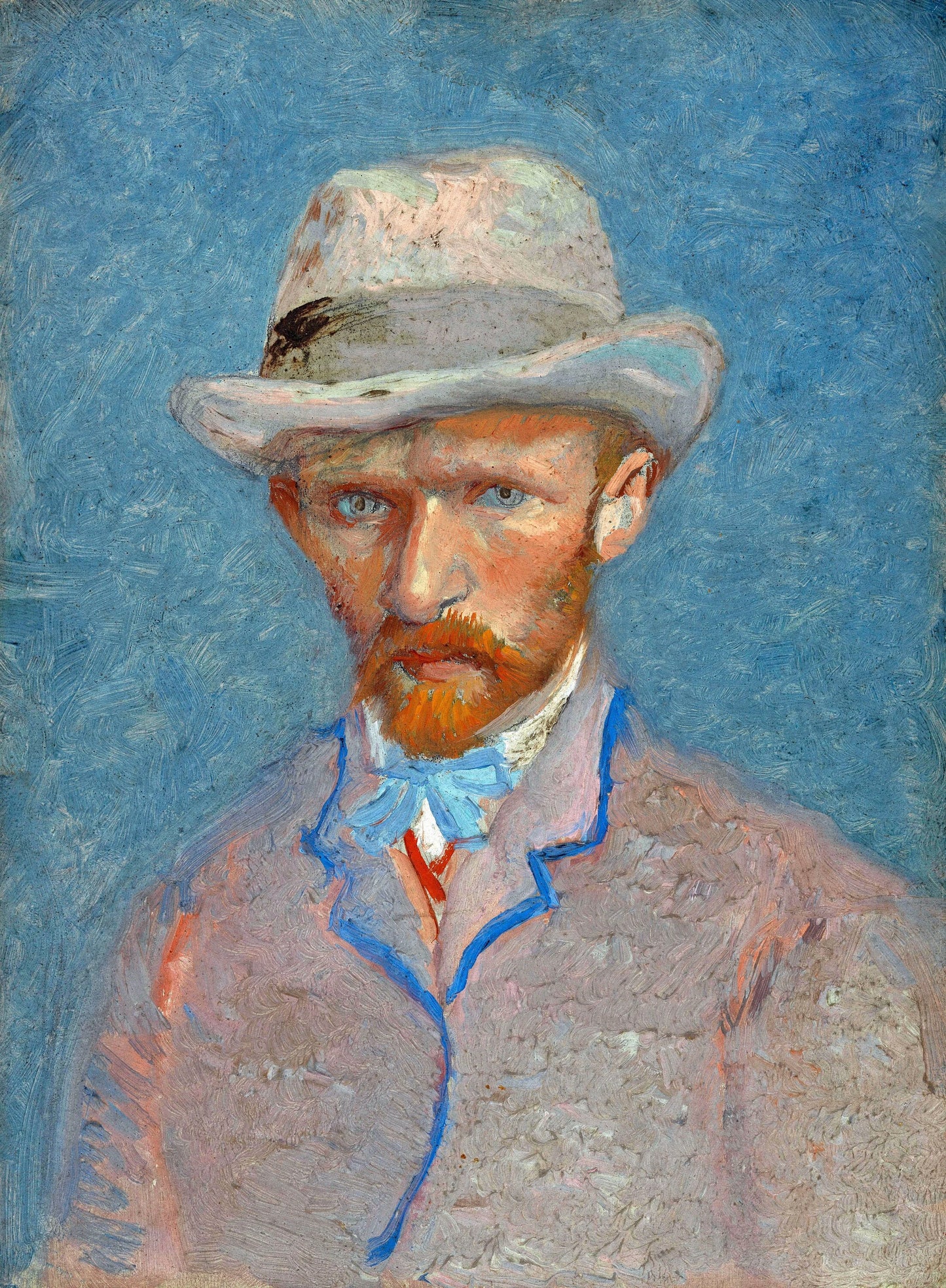 🎩 Zelfportret met een grijze strohoed – Vincent van Gogh (1887)