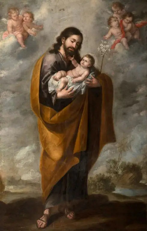 Saint Joseph avec l’Enfant Sauveur (Anges dans les nuages) - Bartolomé Esteban Murillo - Alpha Reproduction