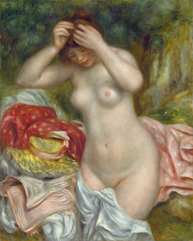 Badende vrouw die haar haar arrangeert - Pierre-Auguste Renoir