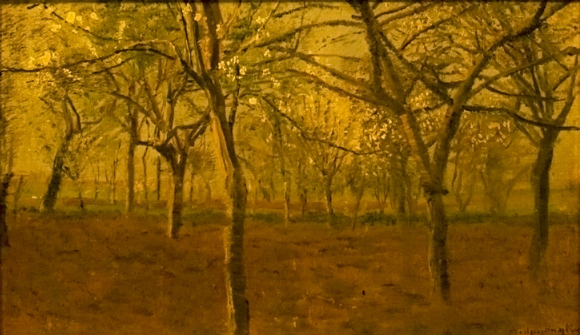 Pommiers en fleurs, peinture de László Mednyánszky
