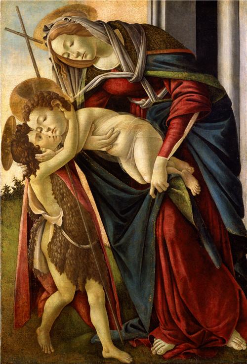 De Maagd met het Kind en de kleine heilige Johannes de Doper - Sandro Botticelli