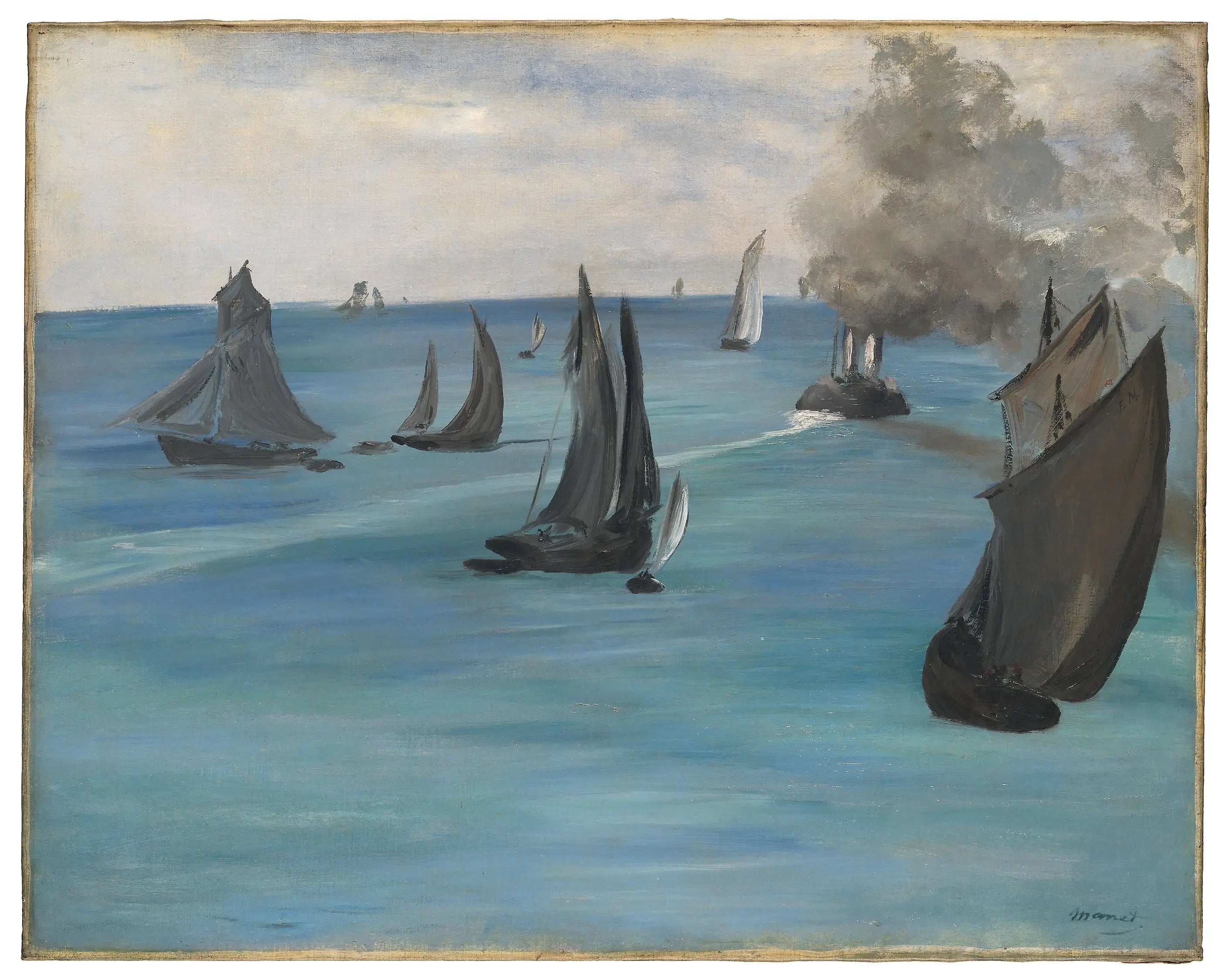 Reproduction du tableau « Vue de mer, temps calme - Édouard Manet » par Alpha Reproduction en peinture à l’huile