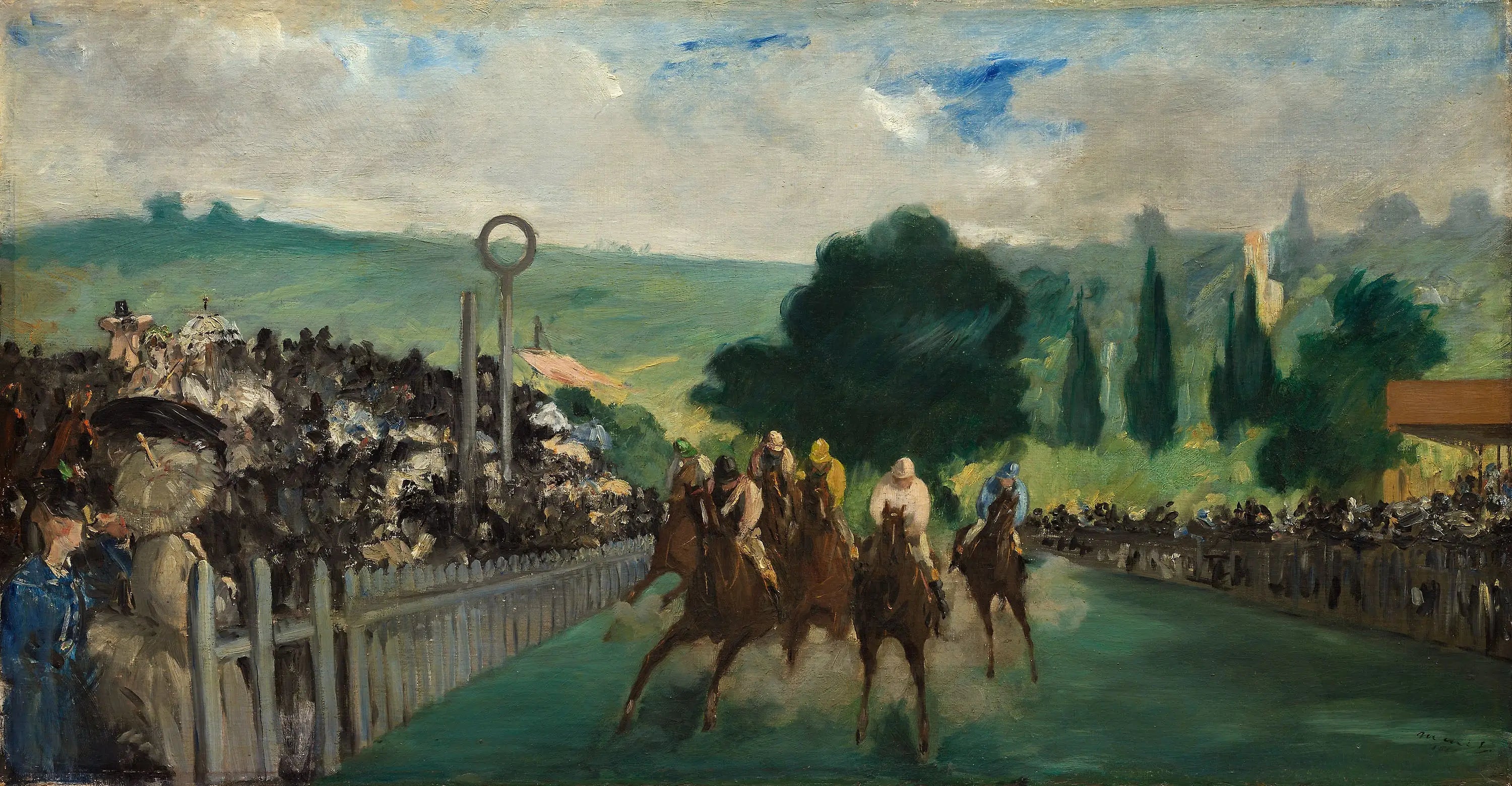 Reproduction du tableau « Les Courses à Longchamp - Édouard Manet » par Alpha Reproduction en peinture à l’huile
