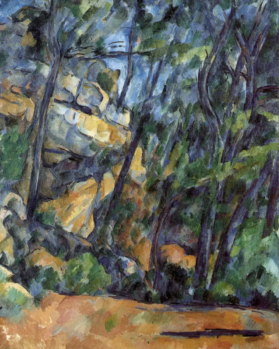 Reproduction du tableau « Arbres et rochers dans le parc du Château Noir - Paul Cézanne » par Alpha Reproduction en peinture à l’huile