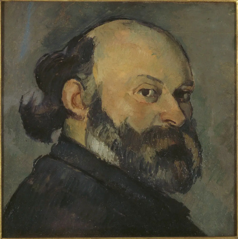 Portret van de kunstenaar die over zijn schouder kijkt - Paul Cézanne