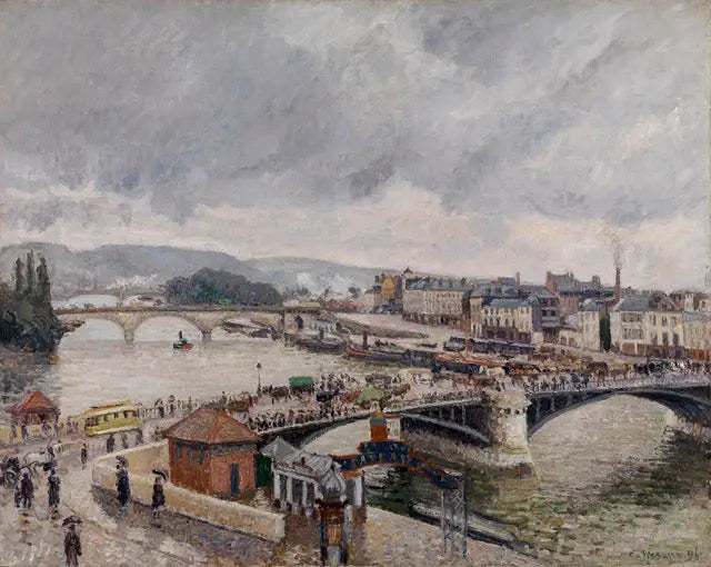 Rouen. De bruggen Boieldieu en Corneille, regen effect - Camille Pissarro