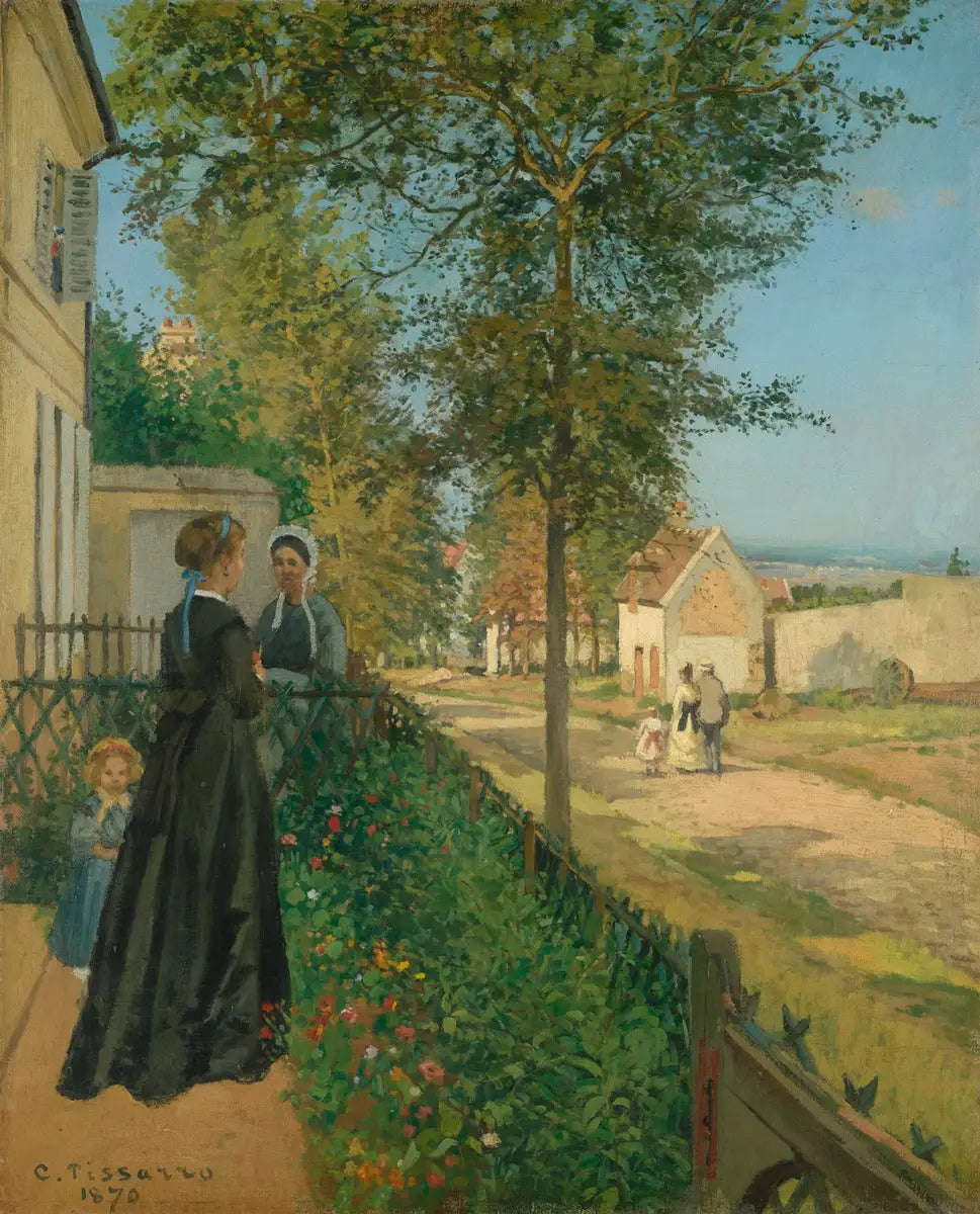 Reproduction du tableau « La Conversation, Louveciennes - Camille Pissarro » par Alpha Reproduction en peinture à l’huile