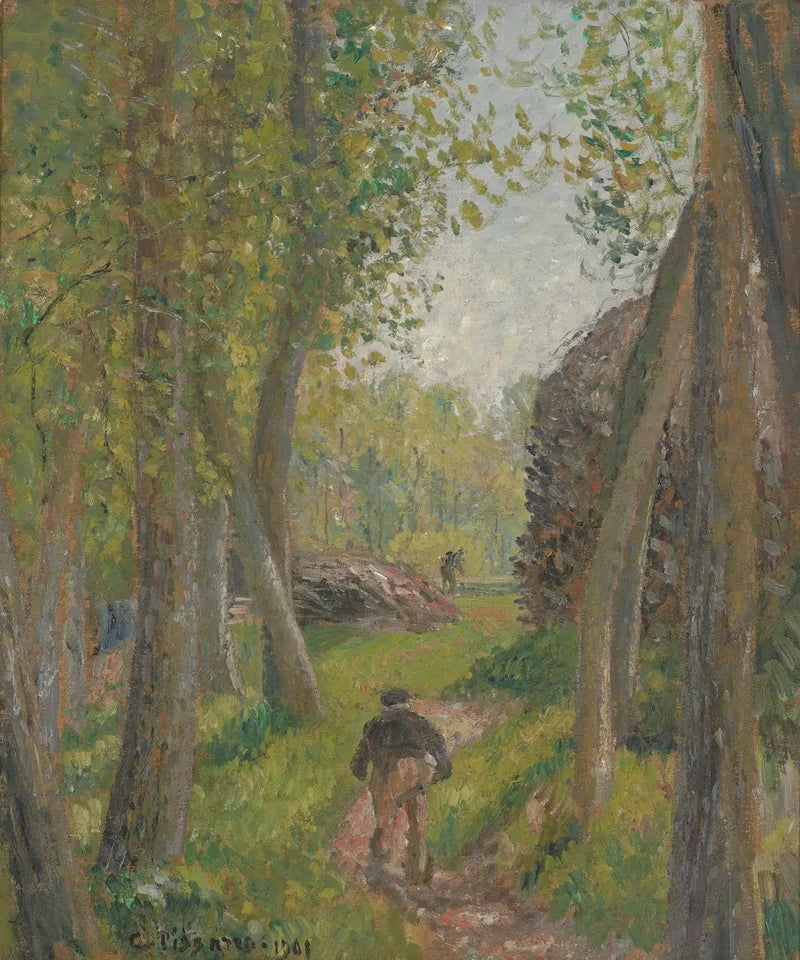 Boer gezien van achter in een bos, Moret - Camille Pissarro