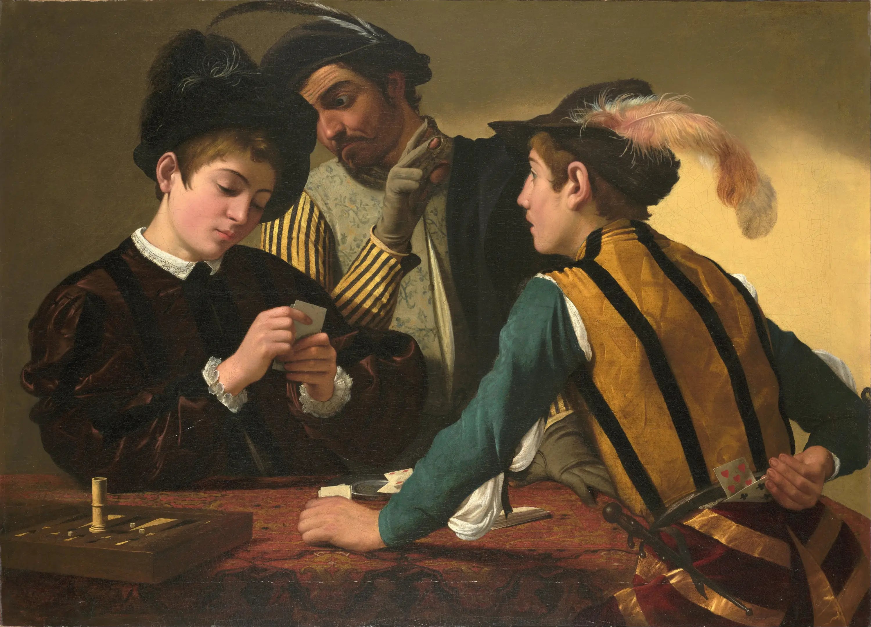 Reproduction du tableau « Les Tricheurs - Le Caravage » par Alpha Reproduction en peinture à l’huile
