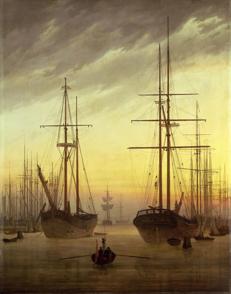 Uitzicht op een haven - Caspar David Friedrich