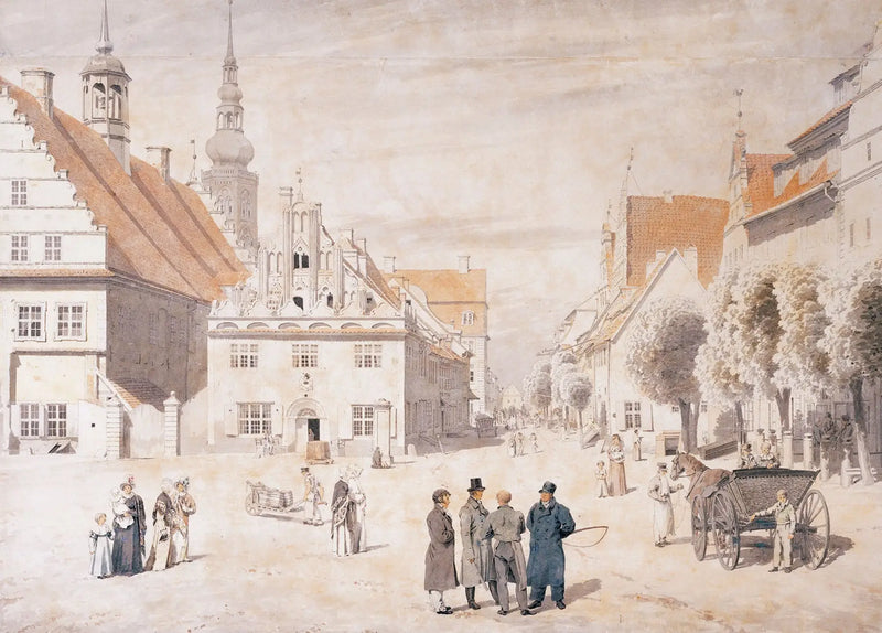 De Markt van Greifswald - Caspar David Friedrich